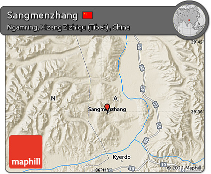 Shaded Relief Map of Sangmenzhang