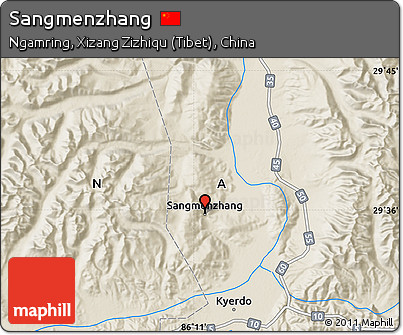 Shaded Relief Map of Sangmenzhang