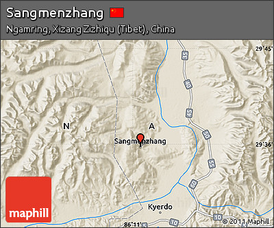 Shaded Relief Map of Sangmenzhang