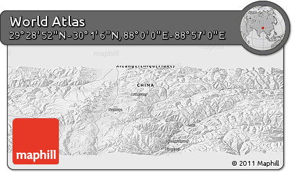 Physical Panoramic Map of the Area around 29° 44' 59" N, 88° 28' 29" E