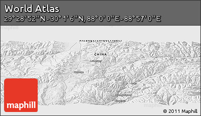 Physical Panoramic Map of the Area around 29° 44' 59" N, 88° 28' 29" E