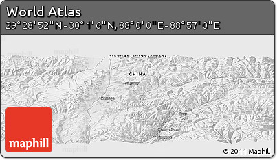 Physical Panoramic Map of the Area around 29° 44' 59" N, 88° 28' 29" E