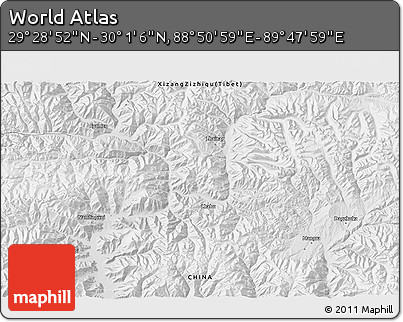 Physical 3D Map of the Area around 29° 44' 59" N, 89° 19' 29" E