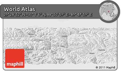 Physical Panoramic Map of the Area around 29° 44' 59" N, 89° 19' 29" E