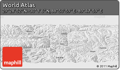 Physical Panoramic Map of the Area around 29° 44' 59" N, 89° 19' 29" E