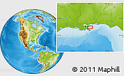 Physical Location Map of the area around 29° 44' 59" N, 89° 10' 30" W