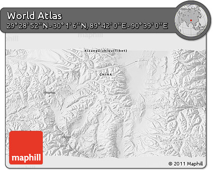 Physical 3D Map of the Area around 29° 44' 59" N, 90° 10' 30" E