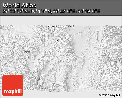 Physical 3D Map of the Area around 29° 44' 59" N, 90° 10' 30" E