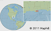 Savanna Style Location Map of the area around 29° 44' 59" N, 90° 1' 30" W, hill shading