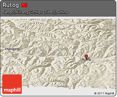 Shaded Relief Panoramic Map of Rutog
