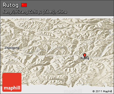 Shaded Relief Panoramic Map of Rutog