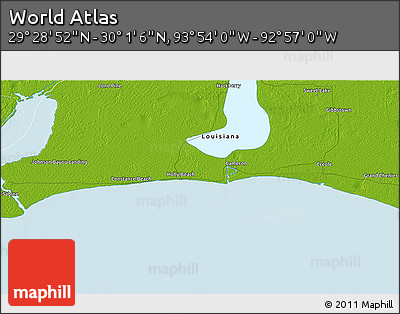 Physical 3D Map of the Area around 29° 44' 59" N, 93° 25' 30" W