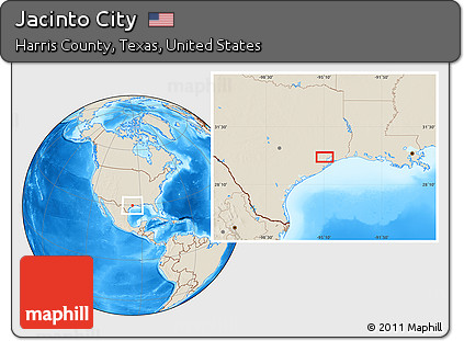 Shaded Relief Location Map of Jacinto City