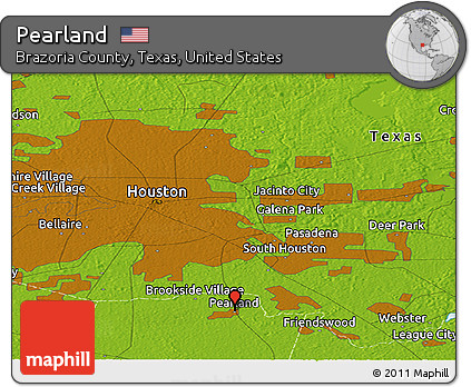 Physical Panoramic Map of Pearland