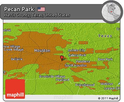 Physical Panoramic Map of Pecan Park