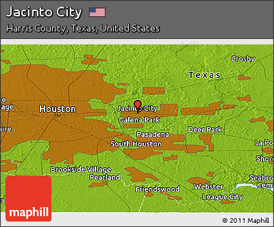 Physical Panoramic Map of Jacinto City