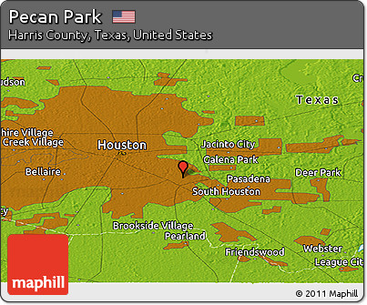 Physical Panoramic Map of Pecan Park