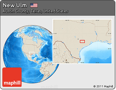 Shaded Relief Location Map of New Ulm