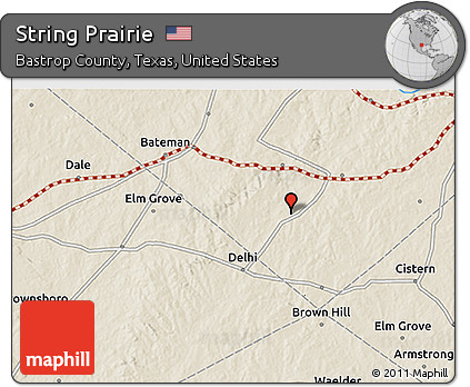 Shaded Relief 3D Map of String Prairie