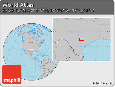 Gray Location Map of the Area around 29° 44' 59" N, 97° 40' 30" W