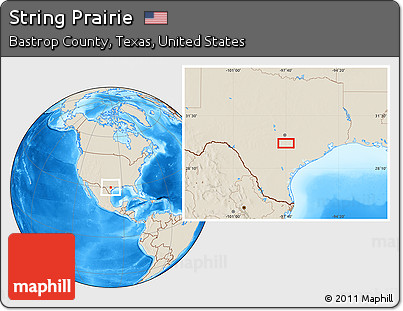 Shaded Relief Location Map of String Prairie