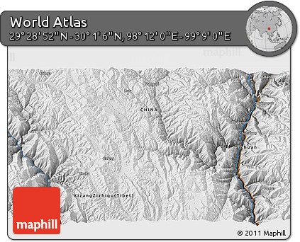 Physical 3D Map of the Area around 29° 44' 59" N, 98° 40' 30" E