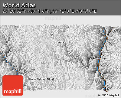 Physical 3D Map of the Area around 29° 44' 59" N, 98° 40' 30" E