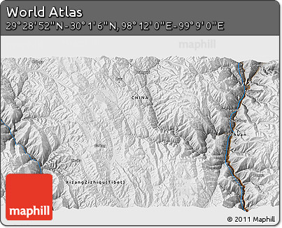 Physical 3D Map of the Area around 29° 44' 59" N, 98° 40' 30" E