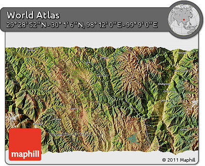Satellite 3D Map of the Area around 29° 44' 59" N, 98° 40' 30" E
