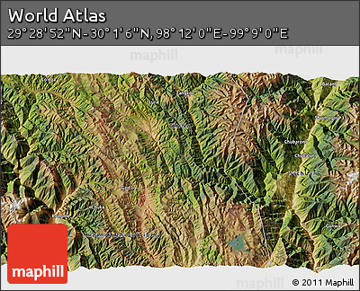 Satellite 3D Map of the Area around 29° 44' 59" N, 98° 40' 30" E