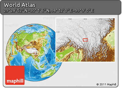 Physical Location Map of the Area around 29° 44' 59" N, 98° 40' 30" E