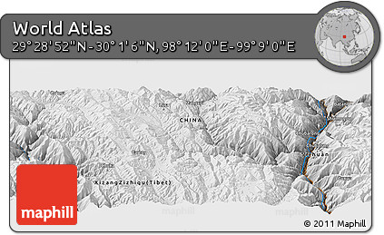 Physical Panoramic Map of the Area around 29° 44' 59" N, 98° 40' 30" E