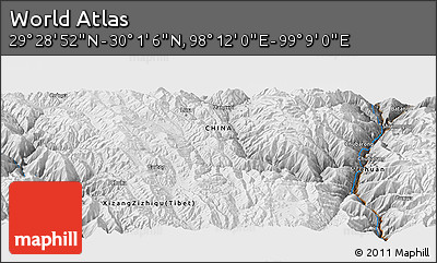 Physical Panoramic Map of the Area around 29° 44' 59" N, 98° 40' 30" E