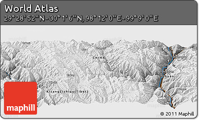 Physical Panoramic Map of the Area around 29° 44' 59" N, 98° 40' 30" E