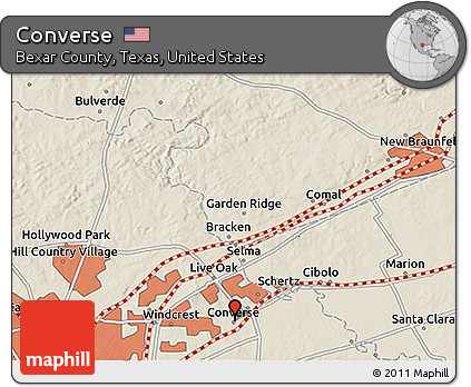 Shaded Relief 3D Map of Converse