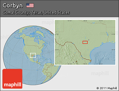 Savanna Style Location Map of Corbyn, hill shading