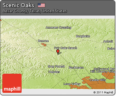 Physical Panoramic Map of Scenic Oaks