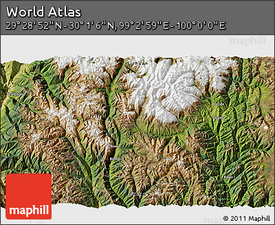 Satellite 3D Map of the Area around 29° 44' 59" N, 99° 31' 30" E