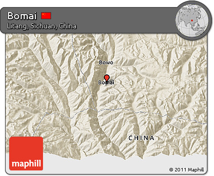 Shaded Relief 3D Map of Bomai