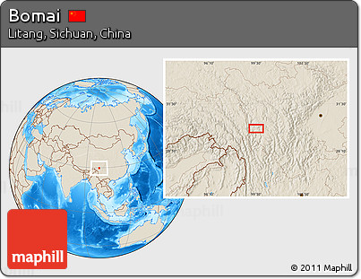 Shaded Relief Location Map of Bomai