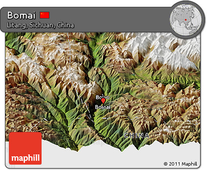 Satellite Panoramic Map of Bomai