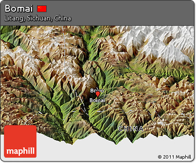 Satellite Panoramic Map of Bomai