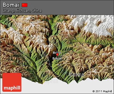 Satellite Panoramic Map of Bomai
