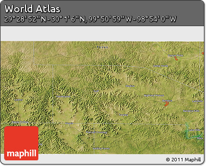 Satellite 3D Map of the Area around 29° 44' 59" N, 99° 22' 30" W