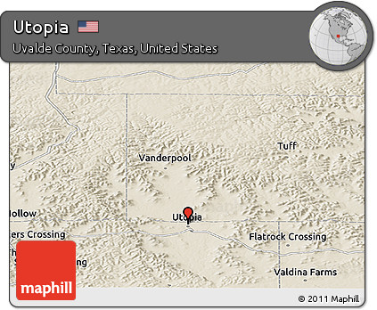 Shaded Relief Panoramic Map of Utopia