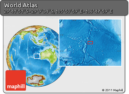 Physical Location Map of the Area around 29° 25' 43" S, 106° 19' 29" E