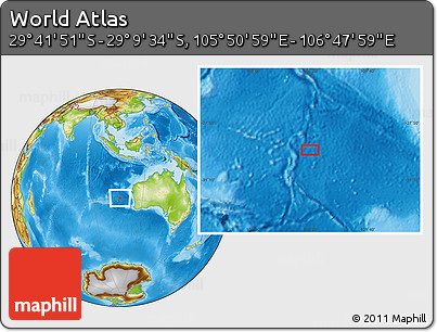 Physical Location Map of the Area around 29° 25' 43" S, 106° 19' 29" E