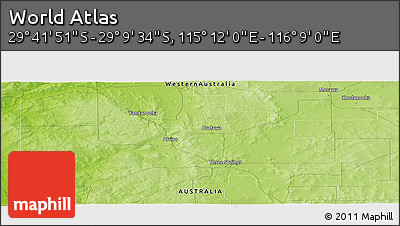 Physical Panoramic Map of the Area around 29° 25' 43" S, 115° 40' 30" E