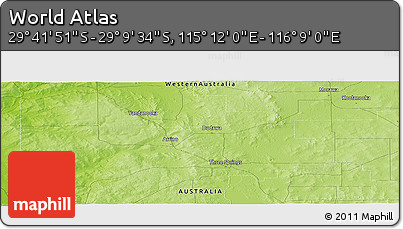 Physical Panoramic Map of the Area around 29° 25' 43" S, 115° 40' 30" E