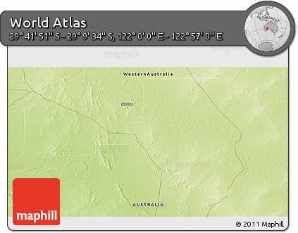 Physical 3D Map of the Area around 29° 25' 43" S, 122° 28' 29" E